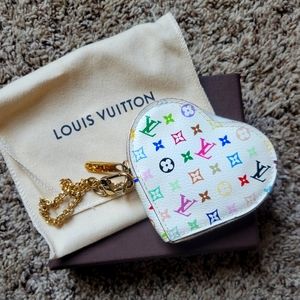 Louis Vuitton White Multicolor Monogram Heart Coin Purse